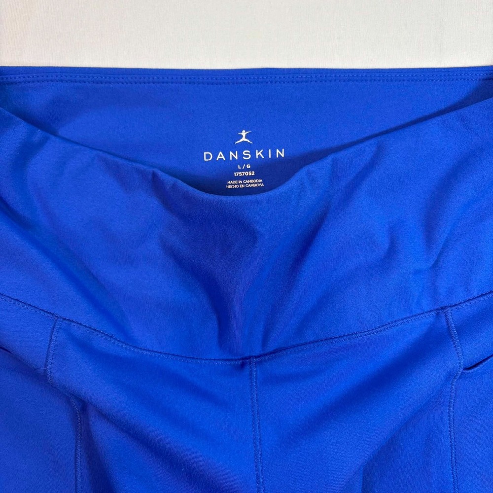 Danskin Womens Large Royal Blue High Waisted Active Leggings Side Pockets Yoga
